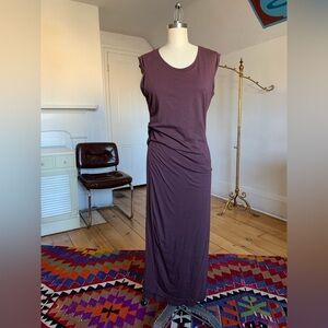 MOD REF Twist Detail Jersey Knit Maxi Dress Size L Deep Purple Sleeveless